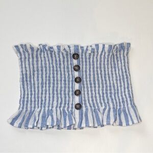 Blue and White Striped Tube Top | Small